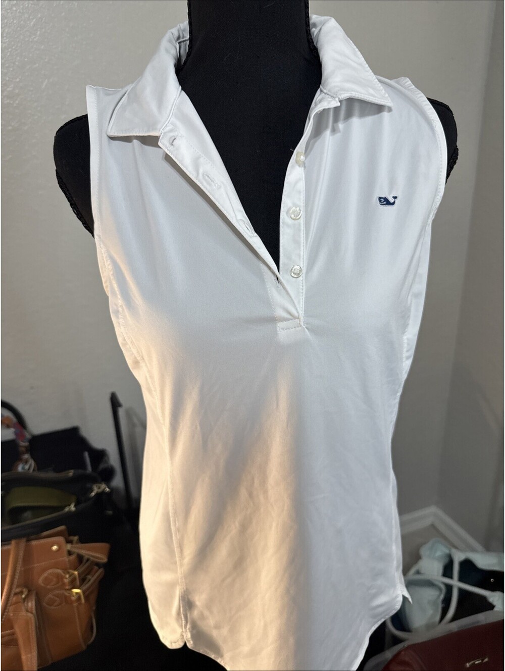 Vineyard Vines Performance Sleeveless Polo Shirt White Womens XS Golf Tennis Top